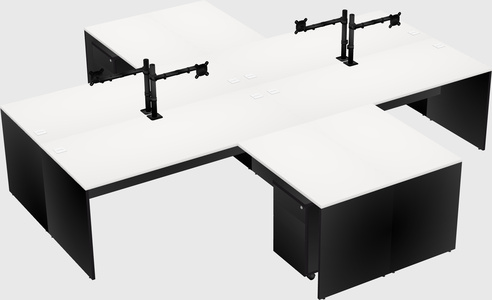 Quad l-shaped office desks