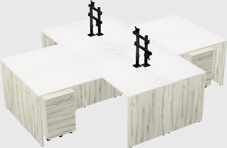 Quad l-shaped office desks