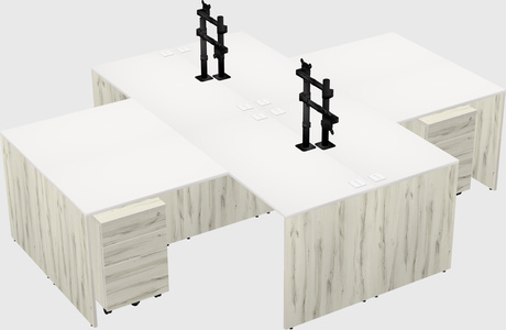 Quad l-shaped office desks