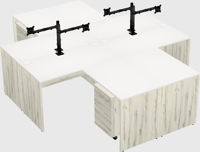 Quad l-shaped office desks