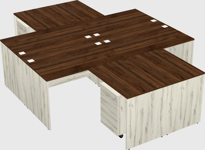 Quad l-shaped office desks