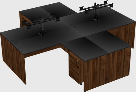 Quad l-shaped office desks
