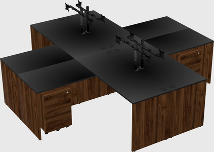 Quad l-shaped office desks
