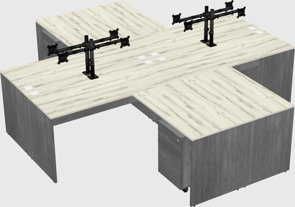 Quad l-shaped office desks