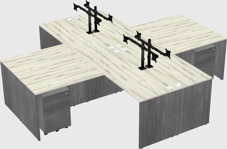 Quad l-shaped office desks