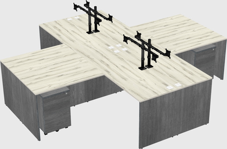 Quad l-shaped office desks