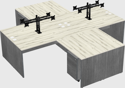 Quad l-shaped office desks