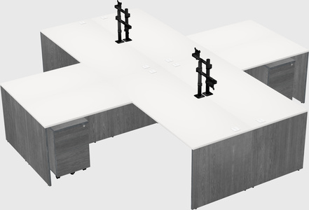 Quad l-shaped office desks