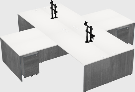 Quad l-shaped office desks