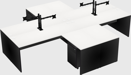 Quad l-shaped office desks