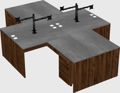Quad l-shaped office desks