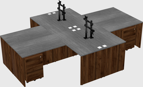 Quad l-shaped office desks