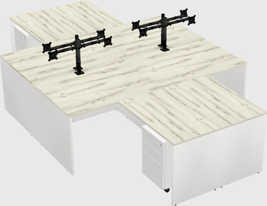 Quad l-shaped office desks