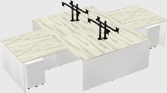 Quad l-shaped office desks