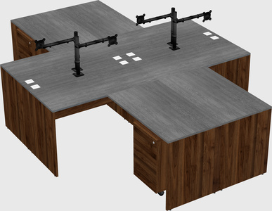 Quad l-shaped office desks