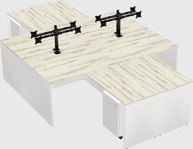 Quad l-shaped office desks