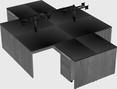 Quad l-shaped office desks