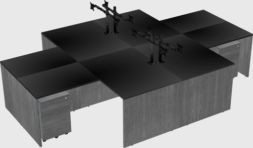 Quad l-shaped office desks