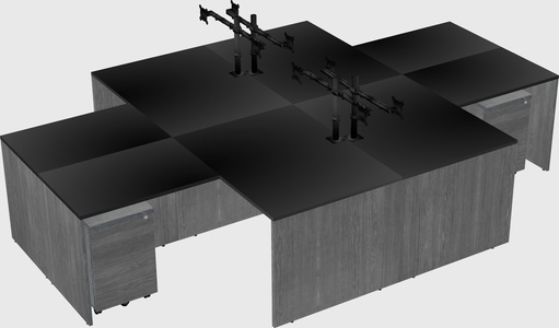 Quad l-shaped office desks