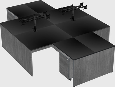 Quad l-shaped office desks
