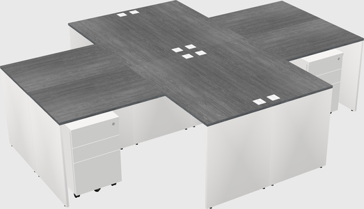 Quad l-shaped office desks