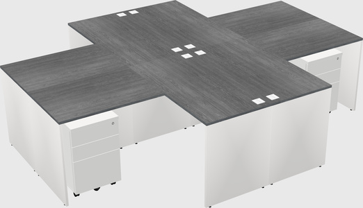 Quad l-shaped office desks