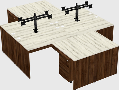 Quad l-shaped office desks