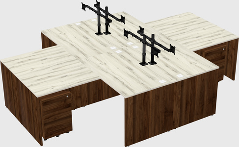 Quad l-shaped office desks