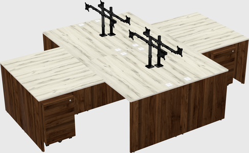 Quad l-shaped office desks