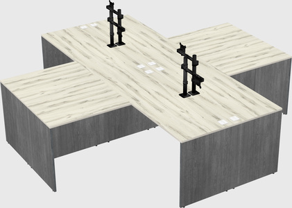 Quad l-shaped office desks