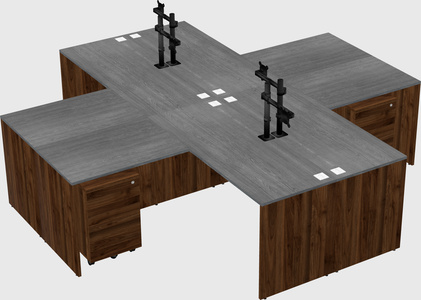 Quad l-shaped office desks