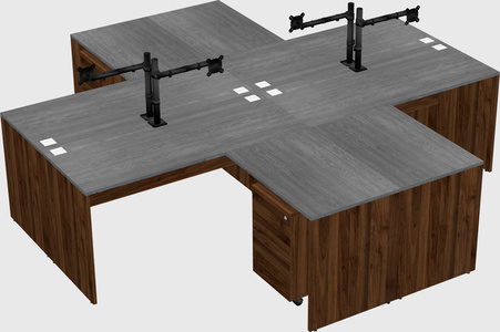 Quad l-shaped office desks