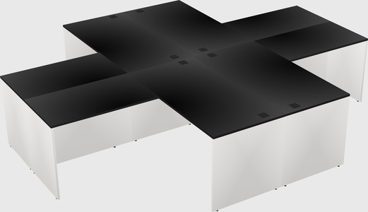 Quad l-shaped office desks