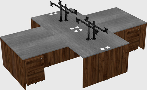 Quad l-shaped office desks