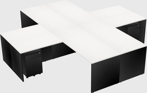 Quad l-shaped office desks