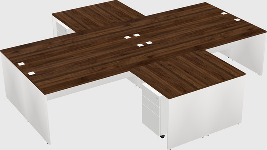 Bureaux de bureau quadruples en forme de l