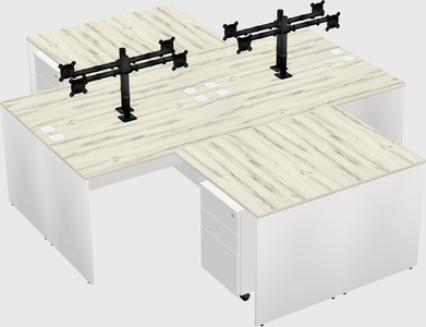 Quad l-shaped office desks