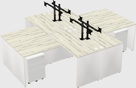 Quad l-shaped office desks