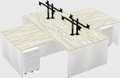 Quad l-shaped office desks