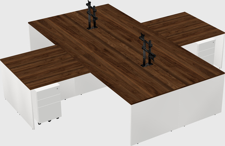Bureaux de bureau quadruples en forme de l
