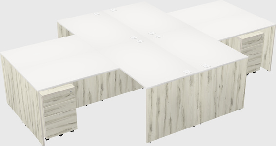 Quad l-shaped office desks