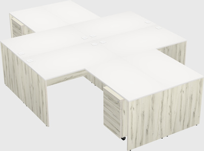 Quad l-shaped office desks