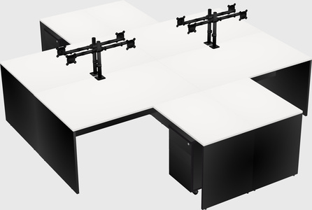 Quad l-shaped office desks