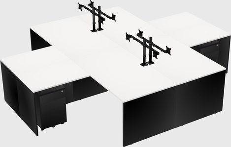Quad l-shaped office desks
