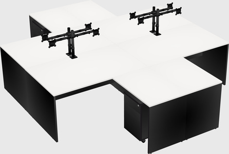 Quad l-shaped office desks