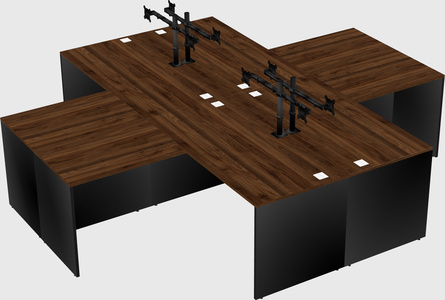 Quad l-shaped office desks