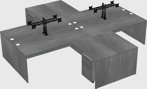 Quad l-shaped office desks