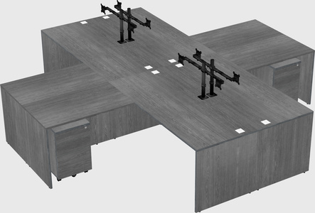 Bureaux de bureau quadruples en forme de l