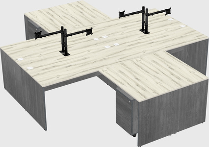 Quad l-shaped office desks