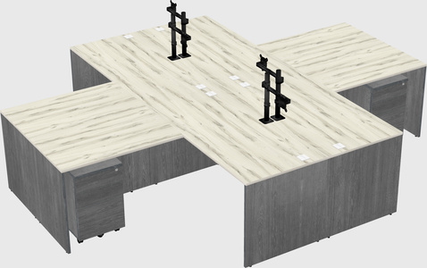 Quad l-shaped office desks
